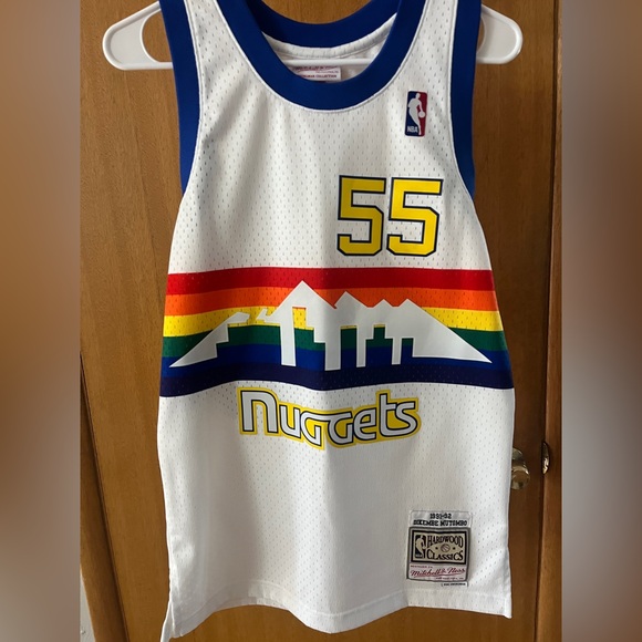 Other - Denver Nuggets #55 Retro Hardwood Classics Jersey — White with Rainbow Stripe